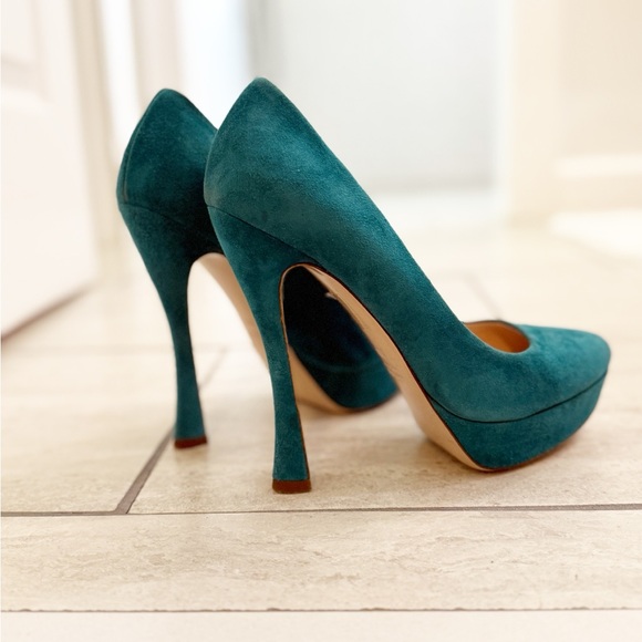Miu Miu - Suede Heels/Pumps in Teal - size 38.5 - Very Good Condition - Picture 6 of 10